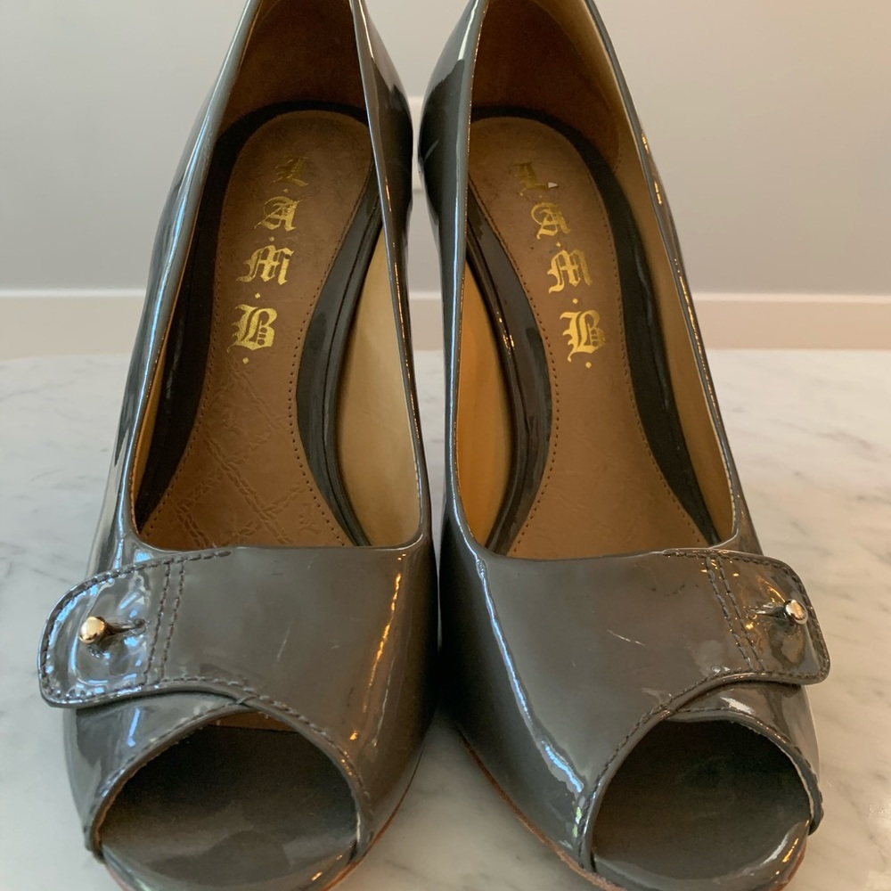 Grey Patent Leather L.A.M.B pumps